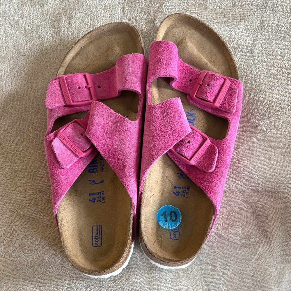 Birkenstock Pink Sandals with Textured Soles